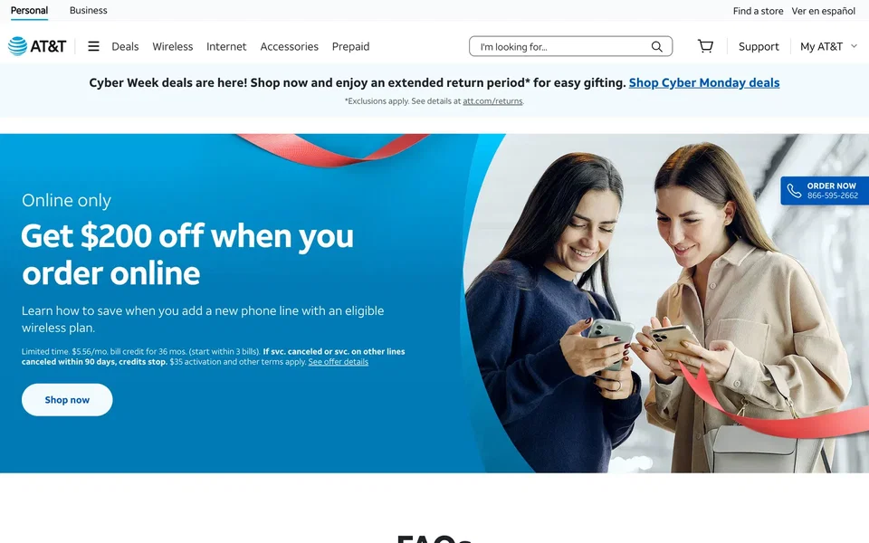 AT&T Wireless website