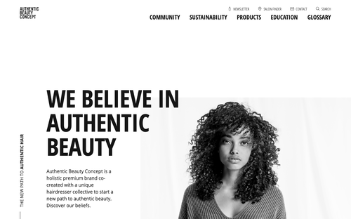 Authentic Beauty Concept website screenshot