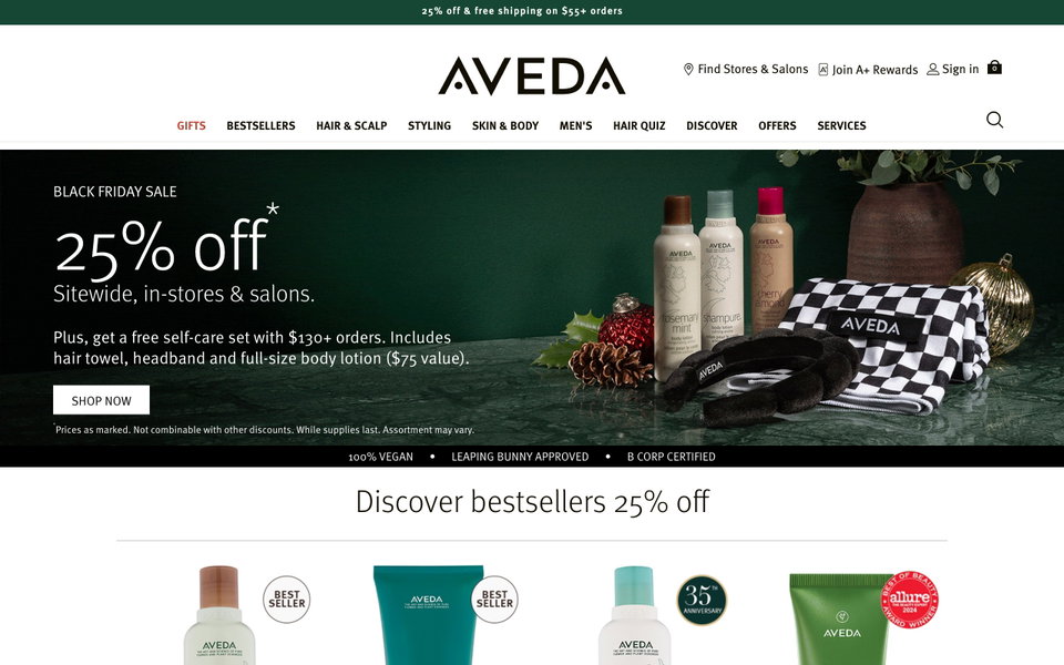 Aveda website