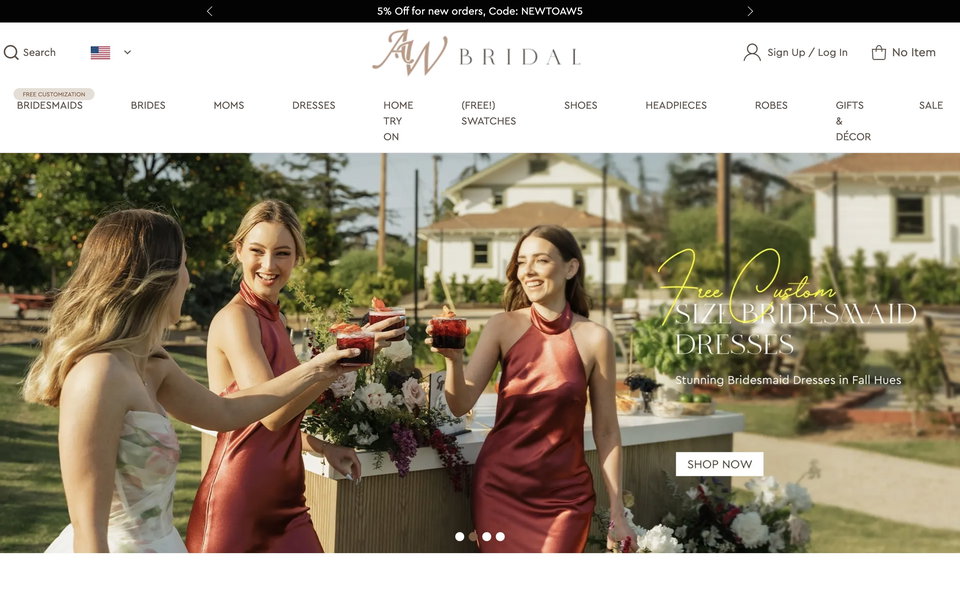 AW Bridal website