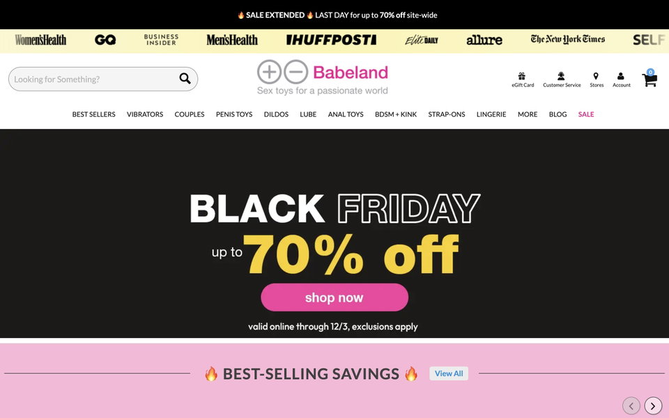 Babeland Toy Store website