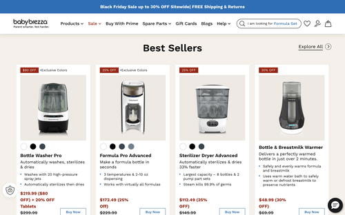 Baby Brezza website screenshot