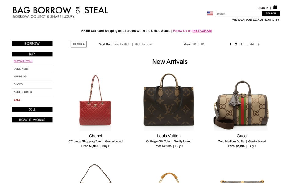 Bag Borrow or Steal website