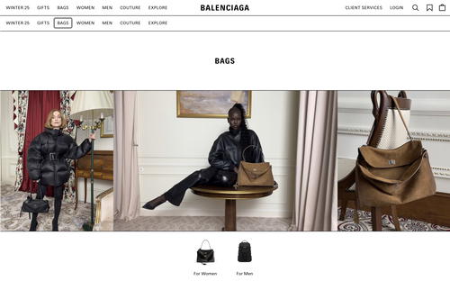 Balenciaga website screenshot