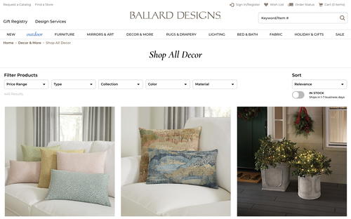Ballard Designs website screenshot