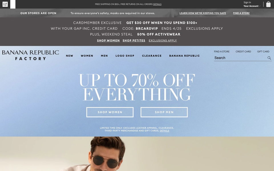 Banana Republic Factory website