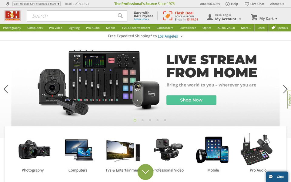 B&H Photo Video website