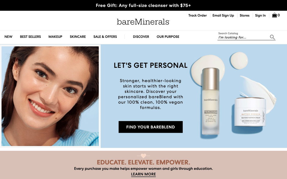 bareMinerals website