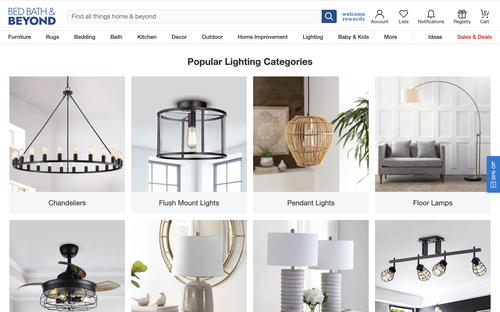 Bed Bath & Beyond website screenshot
