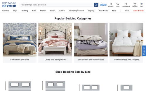 Bed Bath & Beyond website screenshot