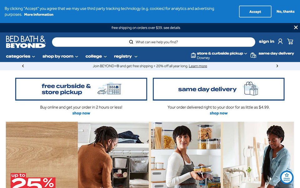 Bed Bath & Beyond website
