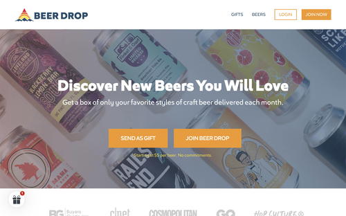 Beer Drop website screenshot