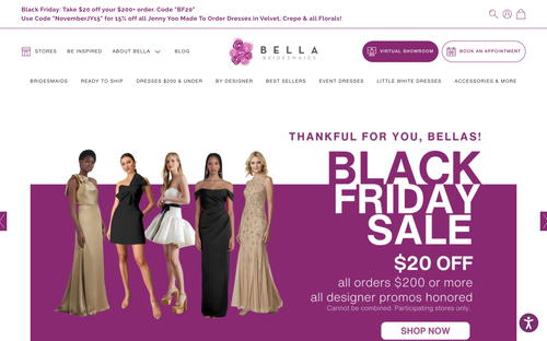Bella Bridesmaids website screenshot