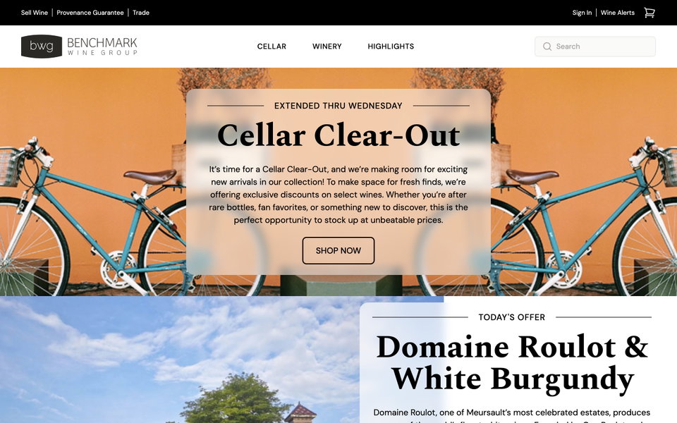 Benchmark Wine Group website