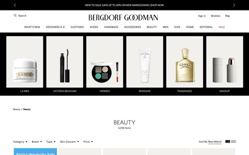 Bergdorf Goodman website screenshot