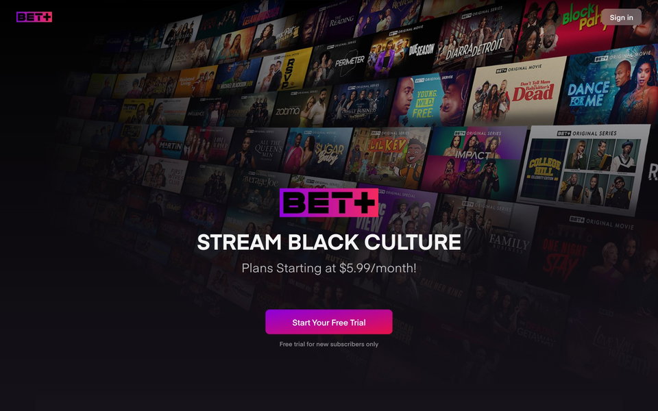 BET+ website