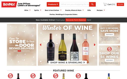 BevMo! website screenshot