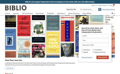 Biblio website screenshot