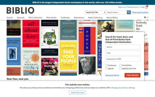 Biblio website screenshot