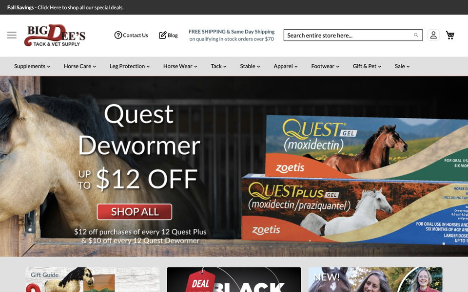 Big Dee's Tack & Vet Supply website