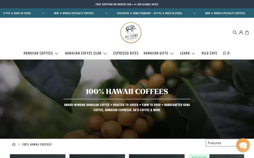 Big Island Coffee Roasters website screenshot