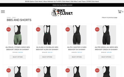 Bike Closet website screenshot