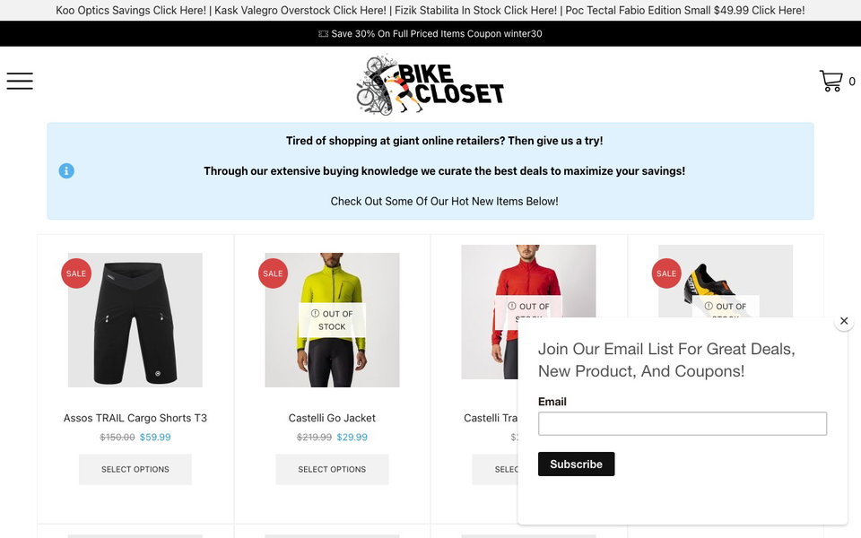 Bike Closet website