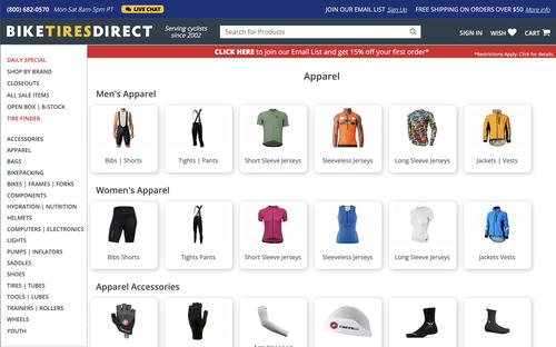 Bike Tires Direct website screenshot