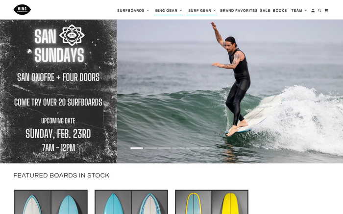 Bing Surfboards screenshot