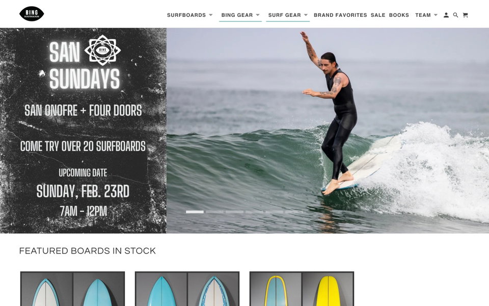 Bing Surfboards website