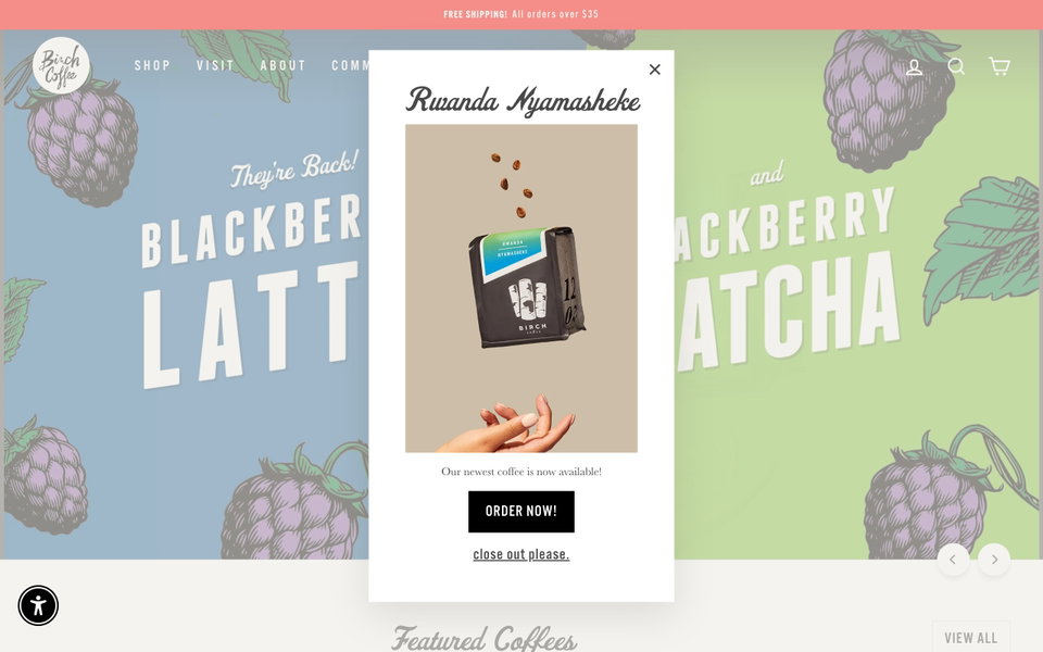 Birch Coffee website