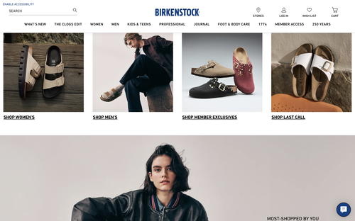 Birkenstock website screenshot