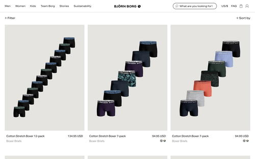 Björn Borg website screenshot