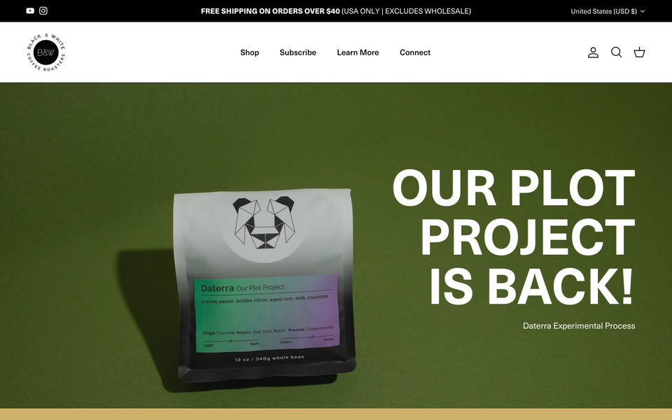 Black & White Coffee Roasters website
