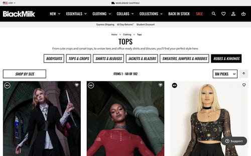 Black Milk Clothing website screenshot