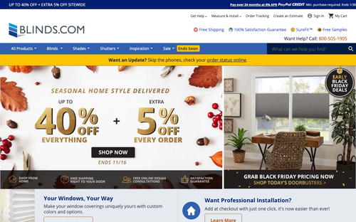 Blinds.com website screenshot