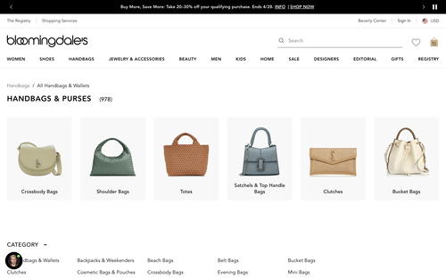 Bloomingdale's website screenshot
