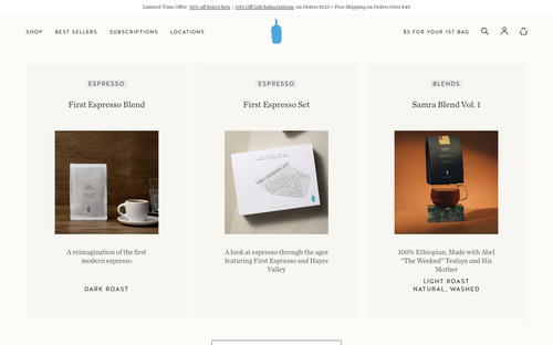 Blue Bottle Coffee website screenshot