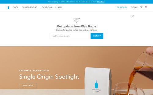 Blue Bottle Coffee website screenshot