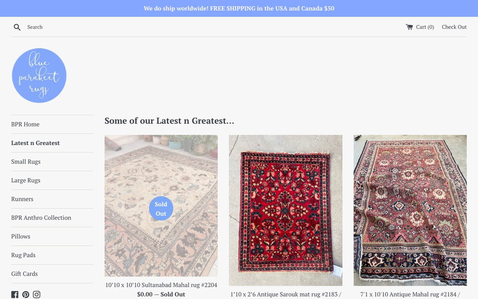 Blue Parakeet Rugs website
