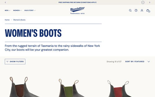 Blundstone website screenshot