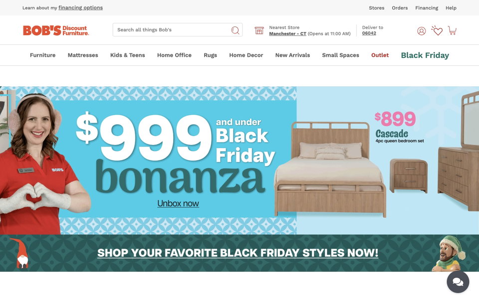 Bob's Discount Furniture website