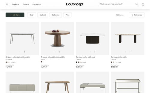 BoConcept USA website screenshot
