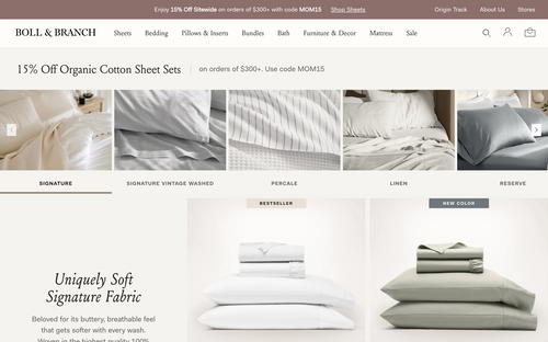 Boll & Branch website screenshot