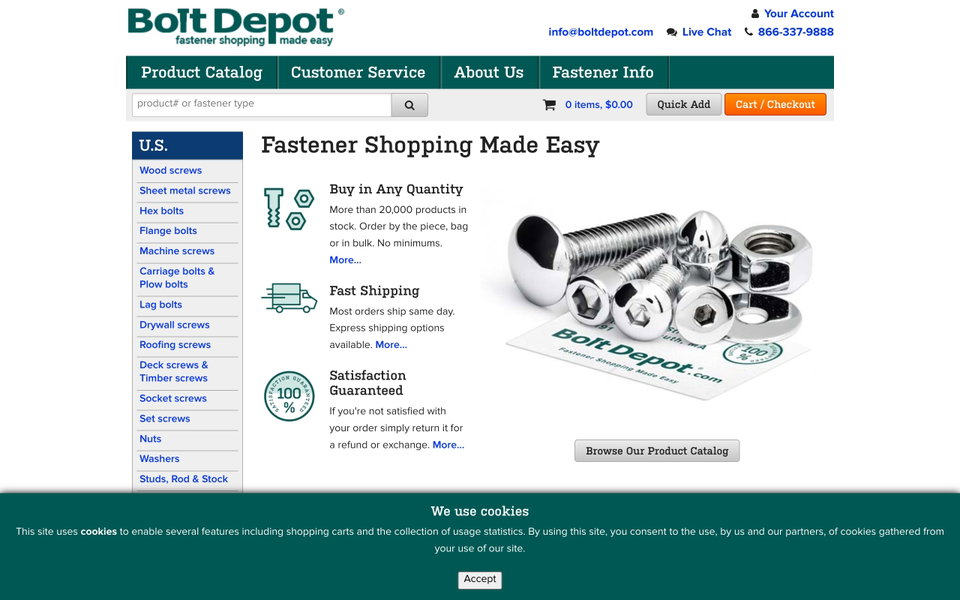 Bolt Depot website