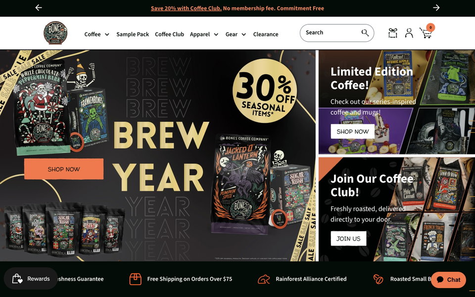 Bones Coffee website