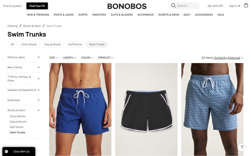 Bonobos website screenshot