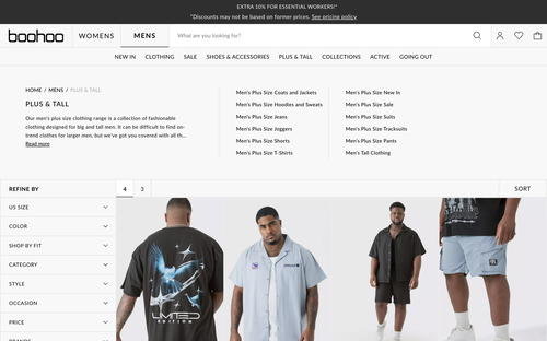 Boohoo website screenshot