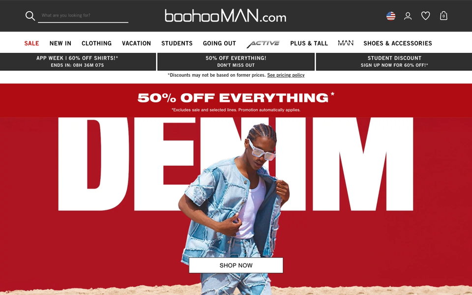 boohooMAN website