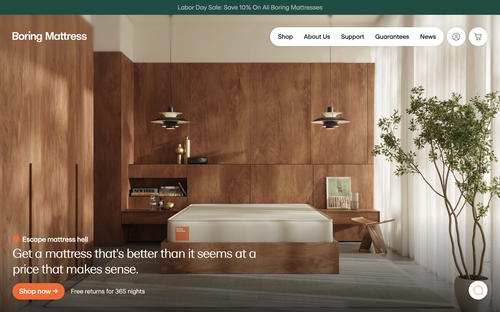 Boring website screenshot